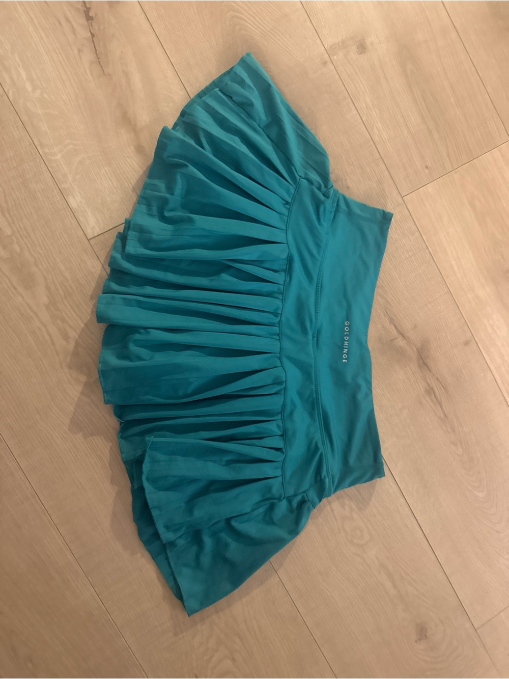 Gold hinge Pleated Teal Skirt with Built-In Shorts